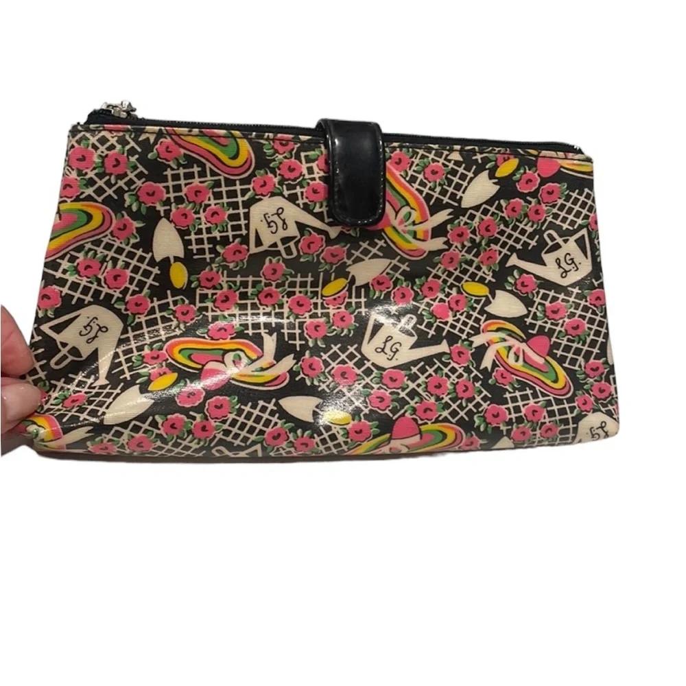 Lulu Guinness Cosmetic Case. Garden motif. Gently used.